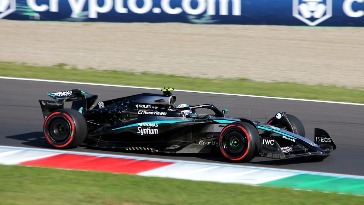 File photo: Kimi Antonelli's number 12 Mercedes on track during qualifying for the 2025 Italian Grand Prix at Monza.