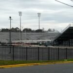 Bragg Memorial Stadium, home of the Florida A&M Rattlers, seen from Perry Street in Tallahassee, Florida.