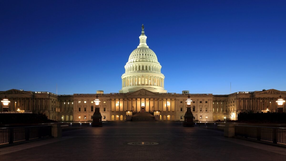 File photo: The United States Capitol in Washington, D.C., at dusk.