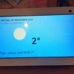 File photo: An Amazon Echo Show 5 displaying a weather screen, photographed in November 2020.