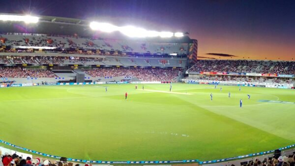 File photo: Eden Park in Auckland under floodlights during a Twenty20 cricket match.