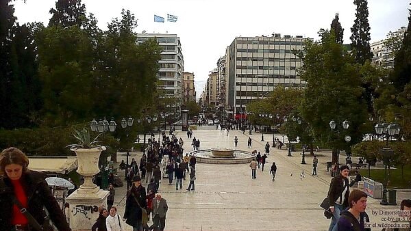 Syntagma Square in Athens — on October 23, 2026, Greece's parliament voted to ban social media for children under 15.