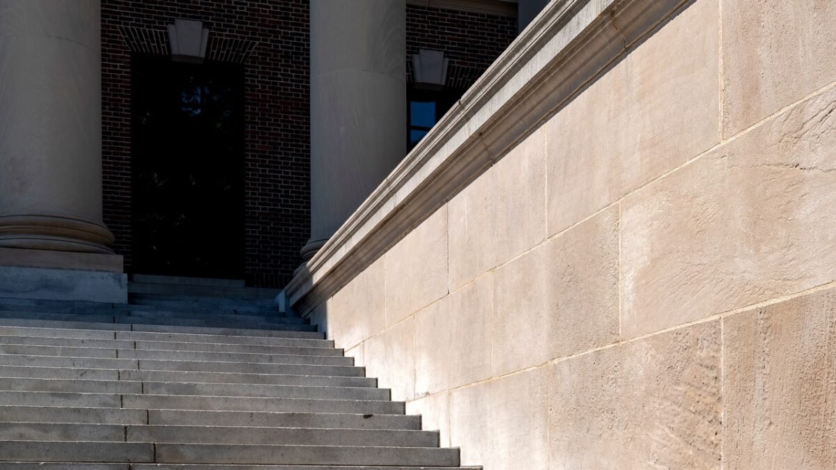 Widener Library at Harvard University in Cambridge, Massachusetts.