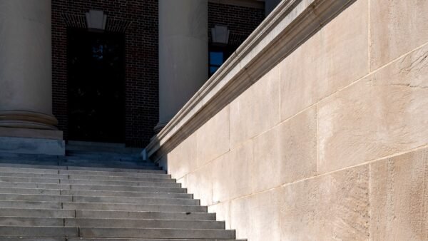 Widener Library at Harvard University in Cambridge, Massachusetts.
