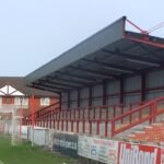 File photo: The Percy Ronson Stand at Highbury Stadium, Fleetwood, with the pitch and a goal in the foreground.