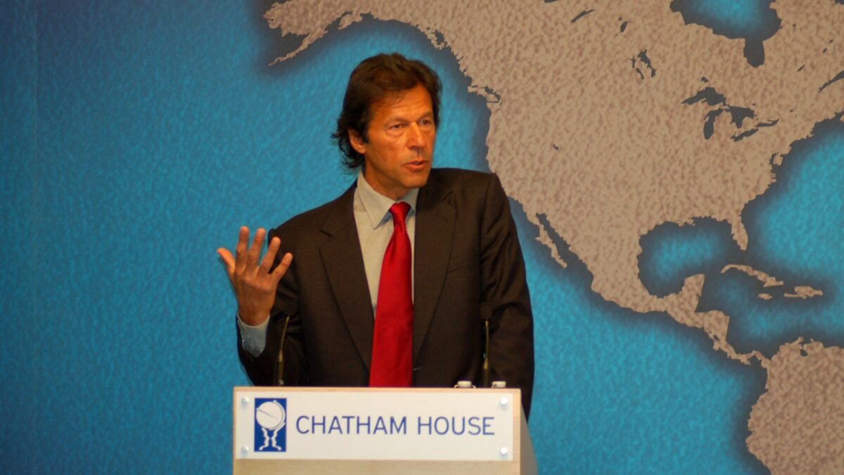 File photo (14 January 2010): Imran Khan speaking at Chatham House in London.
