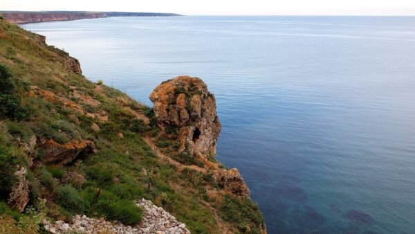File photo: The rocky cliffs of Cape Kaliakra on Bulgaria's Black Sea coast, near where the container ship Contship Jet was struck by drones on 28 October 2026.