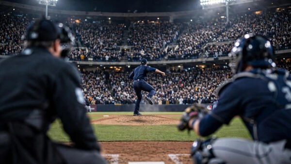 A Padres reliever delivers under the Petco Park floodlights on an October playoff night, echoing Michael King's six-out save in NLDS Game 3