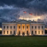 The White House lit up at dusk after President Trump announced the Fort Hood execution will not be livestreamed