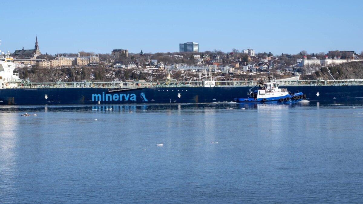 File photo: the crude oil tanker MINERVA IRIS at sea — a similar-class vessel to the tankers Iran's IRGC says were struck in the Persian Gulf (not one of the vessels involved).