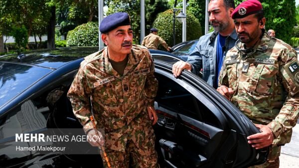 File photo: Field Marshal Asim Munir of Pakistan arrives by car in Tehran, Iran, in April 2026.