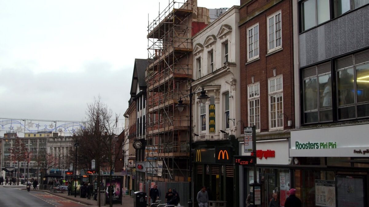 File photo of Angel Row in Nottingham city centre, showing shops and a bus stop on the street where the incident occurred.