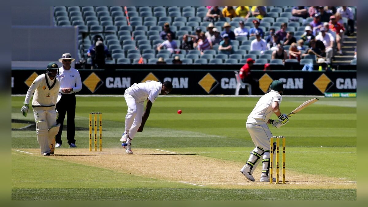 File photo: Kagiso Rabada bowling to Steve Smith.