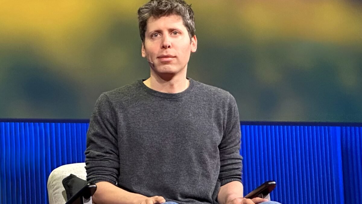 OpenAI CEO Sam Altman speaking on stage at TED in 2025