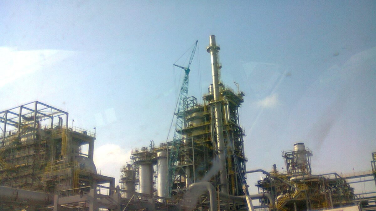 File photo: oil refinery towers at Jubail in Saudi Arabia.