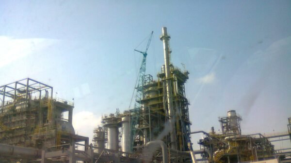 File photo: oil refinery towers at Jubail in Saudi Arabia.