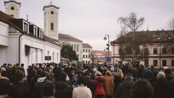File photo: student-led protesters at a demonstration in Čačak, Serbia.