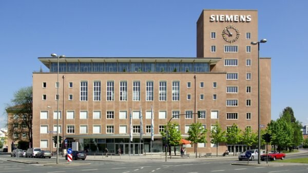 File photo: the 'Himbeerpalast' ('Raspberry Palace'), Siemens' historic former headquarters in Erlangen, Germany.