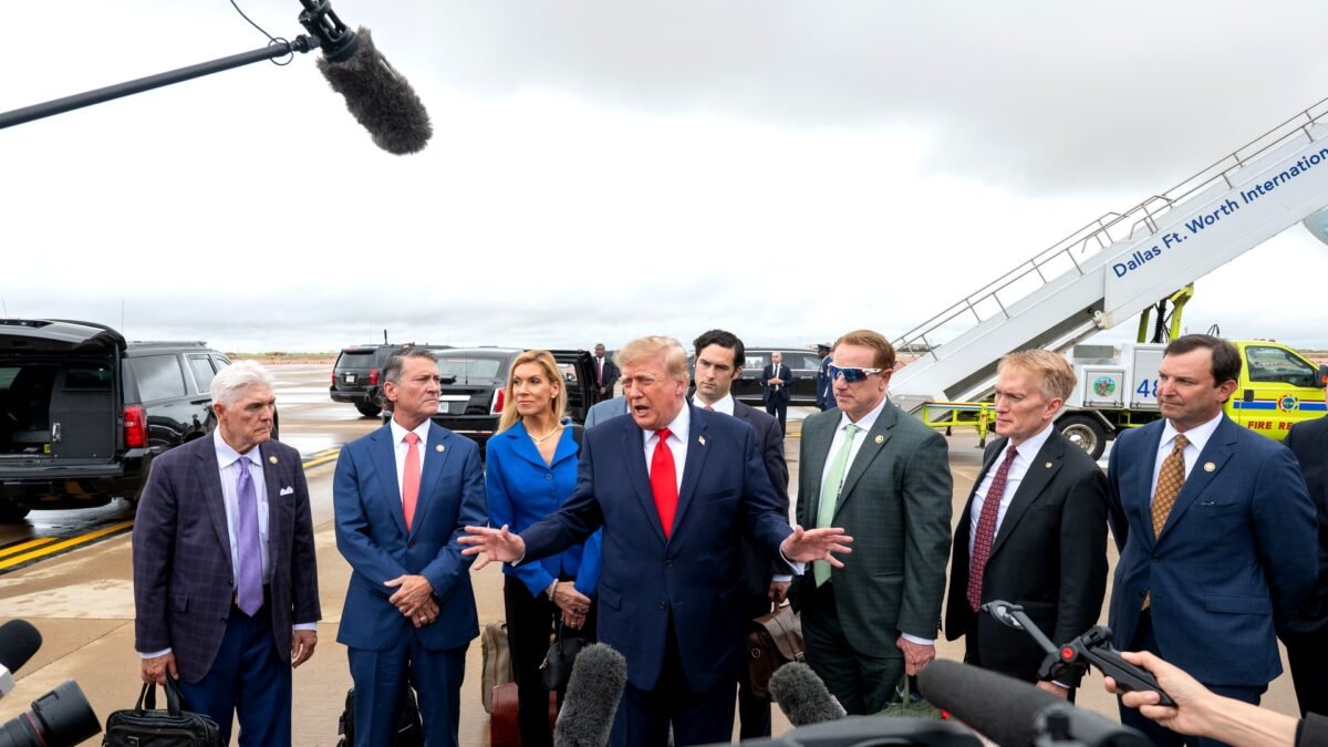 File photo: President Donald Trump speaks to the press at Dallas Fort Worth International Airport, Texas, on 1 October 2026.