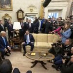 President Donald Trump and Israeli Prime Minister Benjamin Netanyahu at the White House, 4 February 2025.