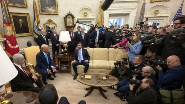 President Donald Trump and Israeli Prime Minister Benjamin Netanyahu at the White House, 4 February 2025.