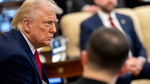President Donald Trump with Ukrainian President Volodymyr Zelenskyy at the White House, 28 February 2025.