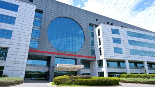 File photo: the front of a TSMC semiconductor fabrication plant.