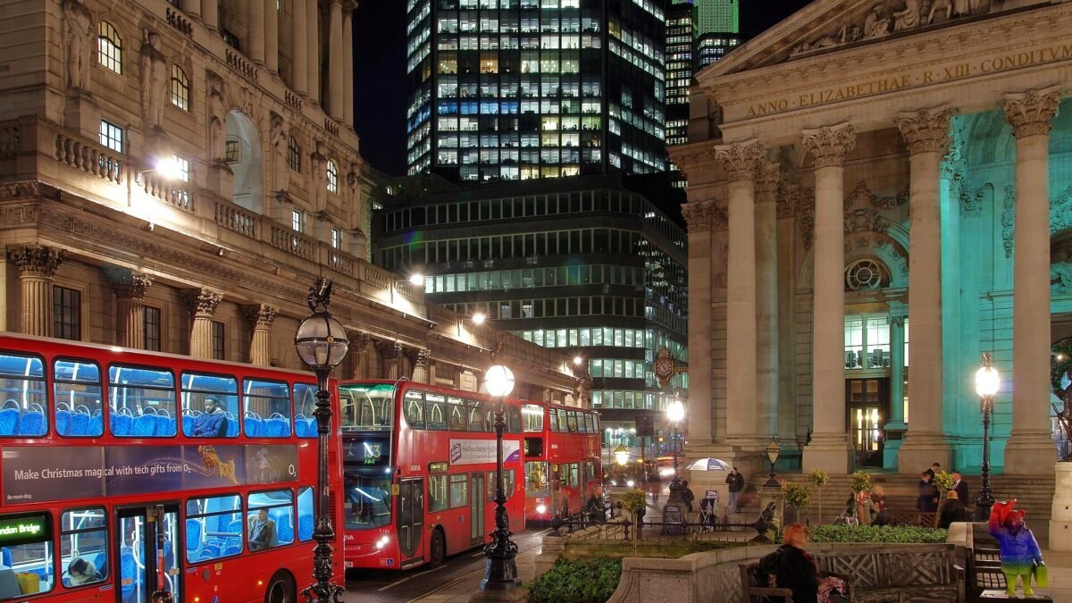 File photo: The Bank of England on Threadneedle Street in the City of London at night.