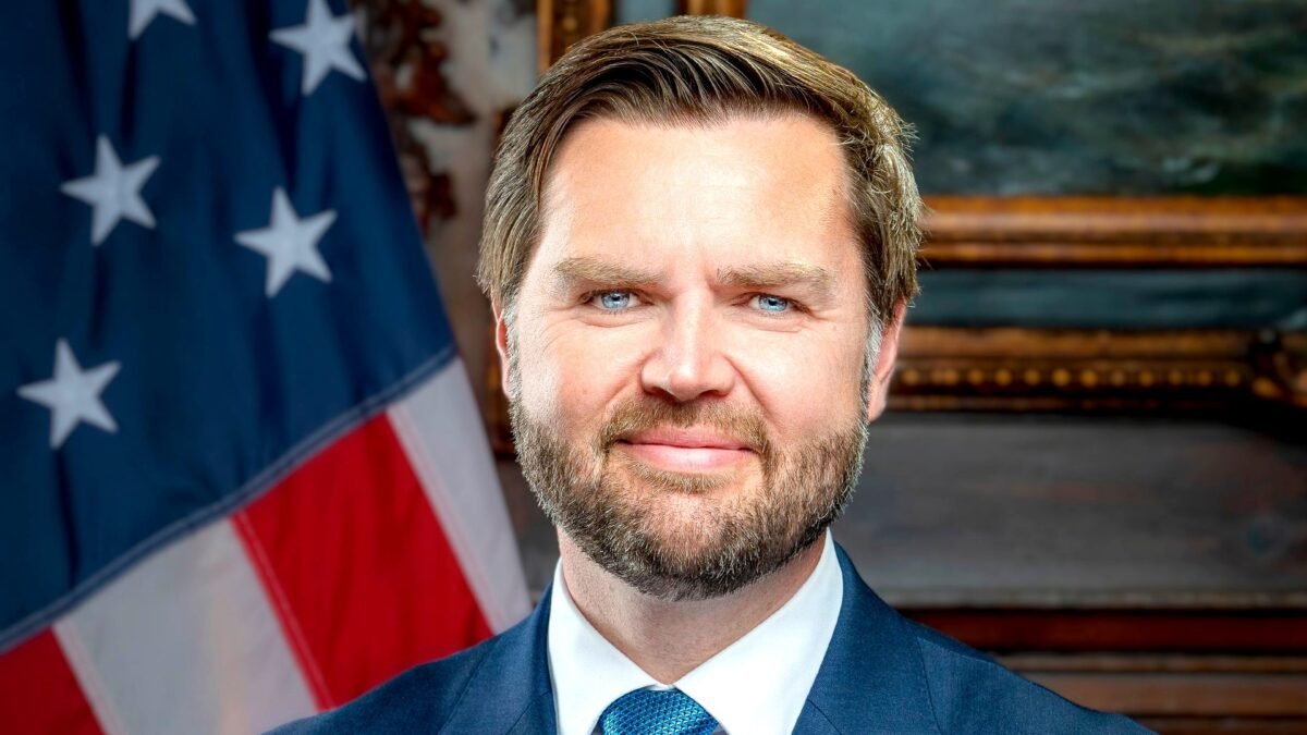 File photo: US Vice President JD Vance in his official portrait, January 2025, standing beside the US flag.
