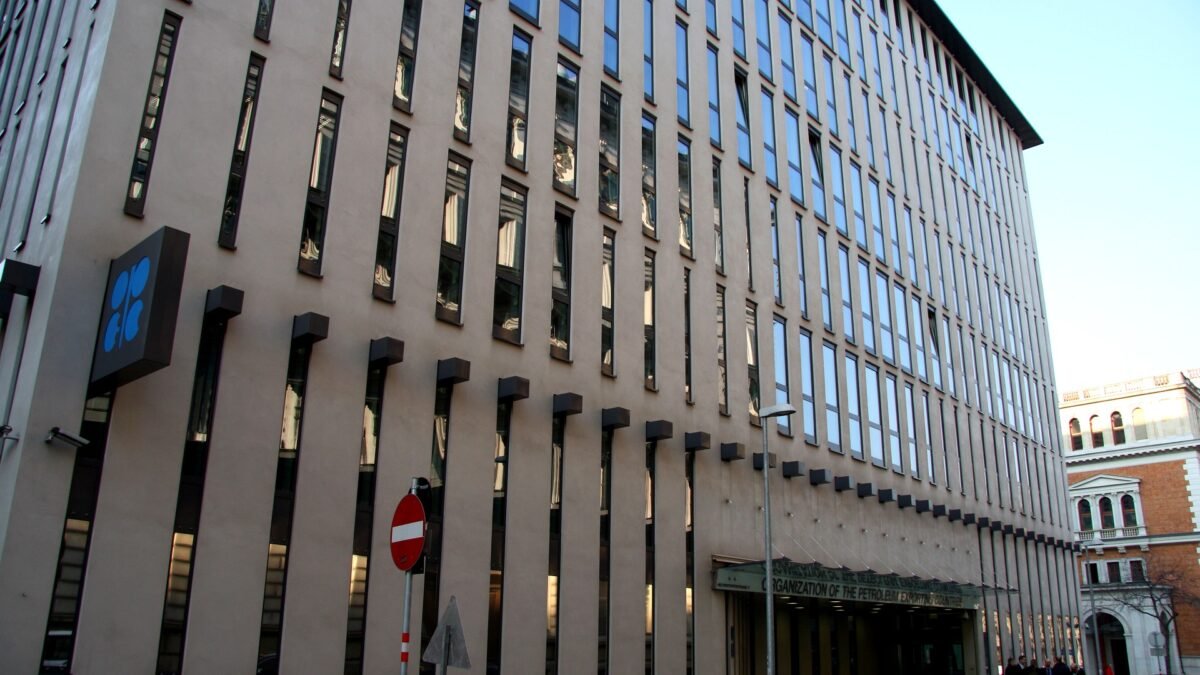 File photo: The OPEC headquarters building in Vienna, Austria, with the OPEC logo.